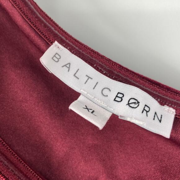 Baltic Born Kourtney Velvet Midi Dress One Shoulder Tulip Hem Merlot Red XL - Picture 5 of 9